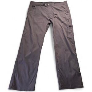 PrAna Stretch Zion Pants Mens 40x32 Gray Cargo Convertible Outdoor Hiking Travel